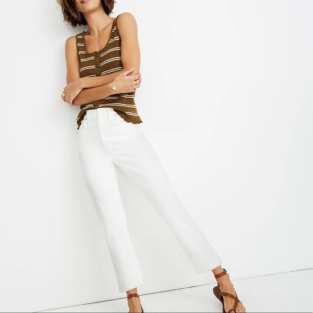 Madewell High-Rise Slim Crop Boyjean in Tile White